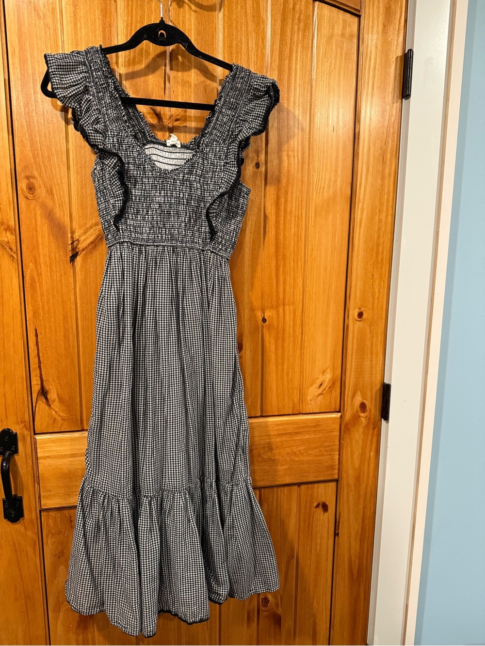 Aerie Black & White Gingham Ruffle Maxi Dress - Women